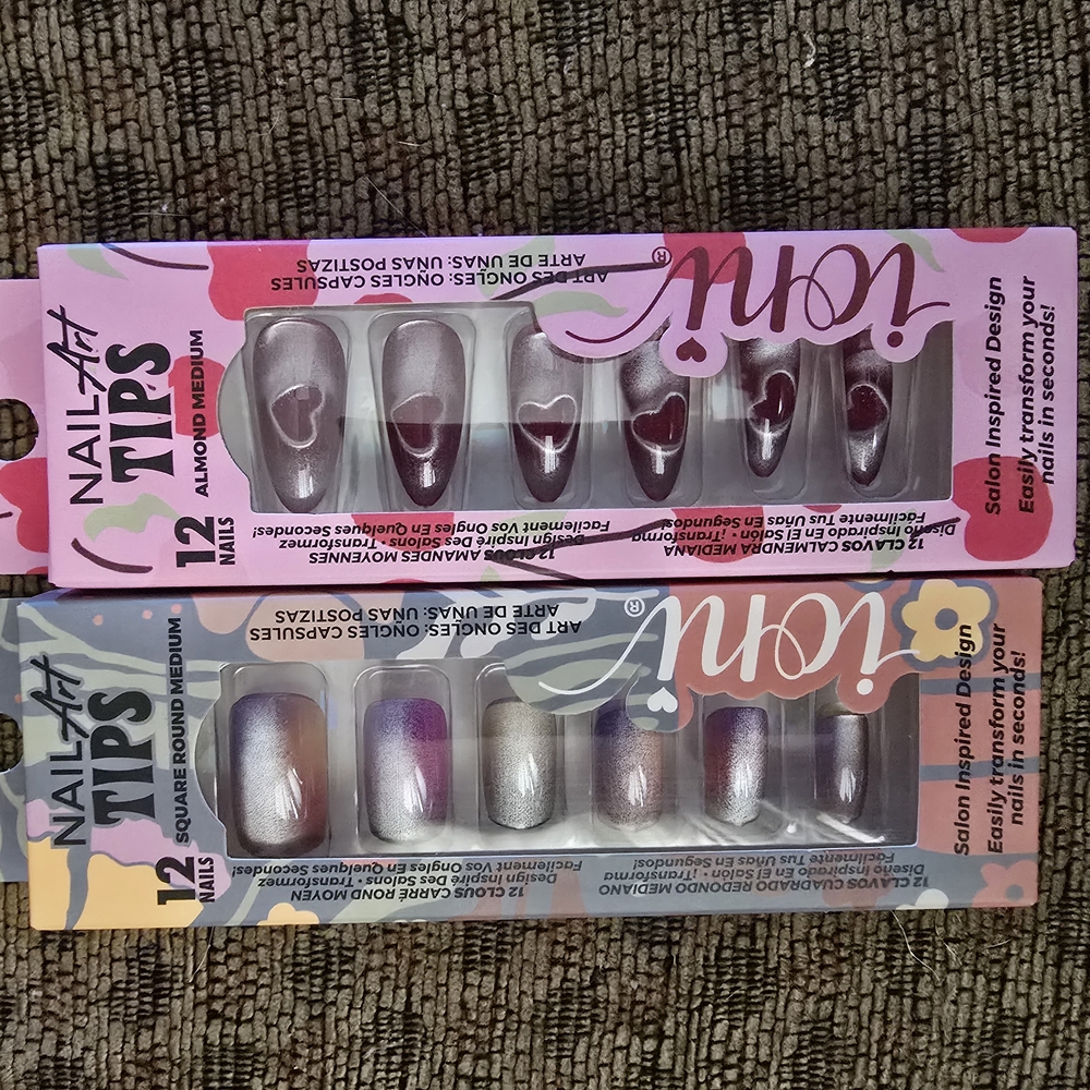 Nail Art Tips Set with Heart Design